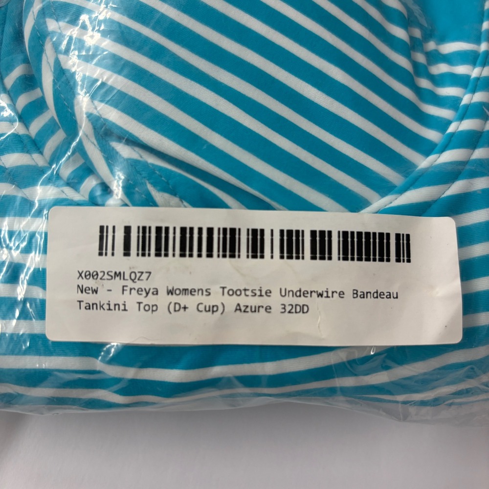 NWT Freya Women Tankini Top 32DD Blue Striped Tootsie Underwire Halter AS3605AZE